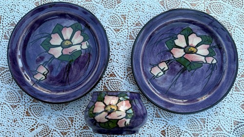 Purple floral side - , plates