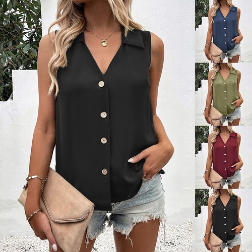 Women coller button down vest - button,
