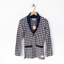 Odd Molly Penny Knitted Jacket Cardigan UK 10 Size 1 Navy Houndstooth Check NEW