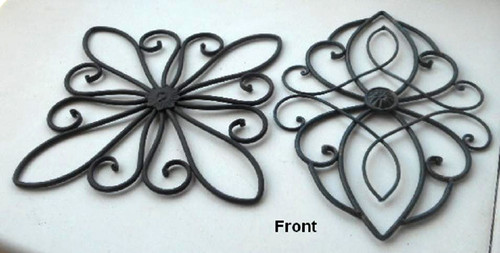 Black wrought iron metal wall - black,
