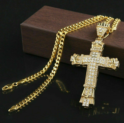 Crystal cross necklace - crystal,