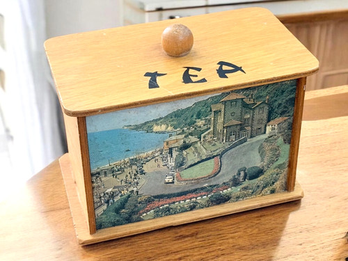 Vintage wooden tea caddy - tea,