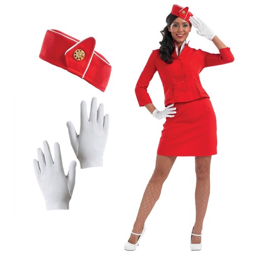 Womens red cabin crew costume - womens,