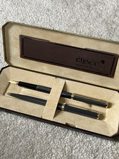 Vintage Elysee Fountain Pen & Pen 1980’s Convertor W Germany - Rare Carbon Style