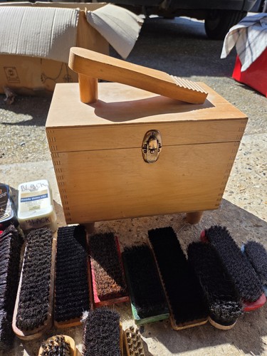 Vintage wood shoe - vintage, box