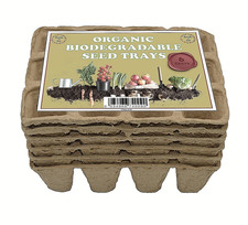 Pack of 6 x 12 Cell Biodegradable Seed Starter Trays Pots + 6 Bamboo Markers