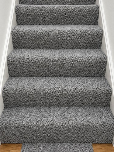 Grey herringbone full stairs - grey,