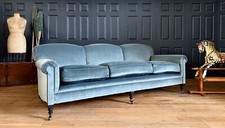 Lounging Around New Large Luxury 3 Seat Howard Antique Style Storm Velvet Sofa