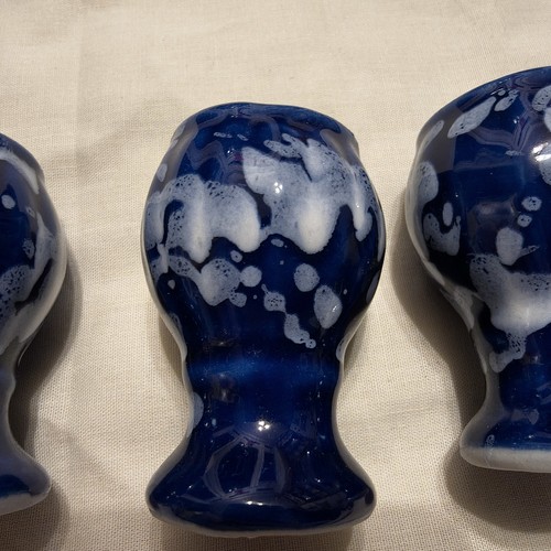 Blue white ceramic egg - blue,