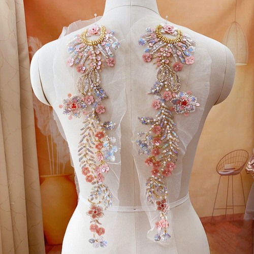 Pair luxury pink beaded - pink,