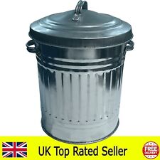 30L Galvanised Metal Bin Rubbish Waste Dustbin Animal Feed Storage SILVER 46cm
