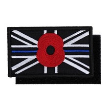 Blue line Poppy Patch Uk Flag