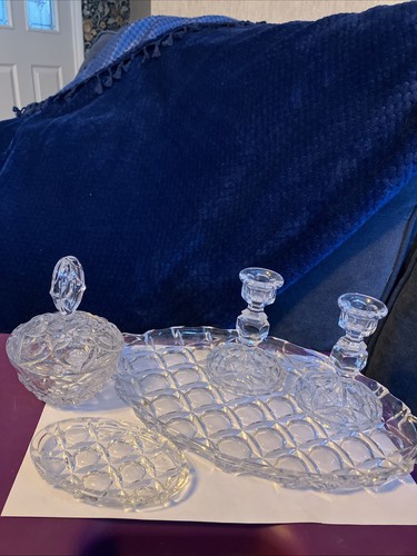 Vintage clear glass vanity - clear,