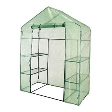 Walk In Greenhouse With 4 Shelves PE Plastic Garden Grow Green House Green