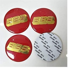 4x BBS Wheel Centre Sticker Brand New Center Cap Stickers 70mm Red Gold