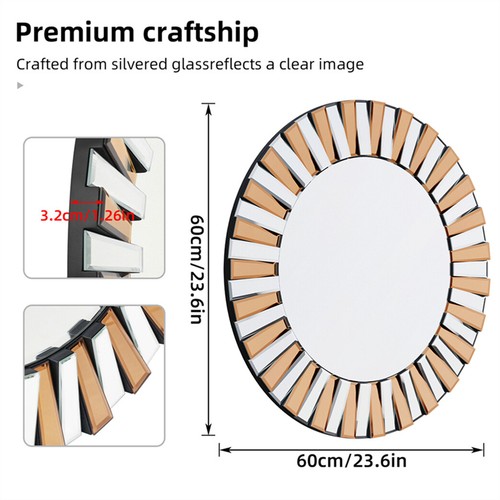 Round sunburst wall mirror - wall,