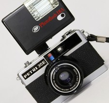 PETRI 35E Compact 35mm Camera 40mm f2.8 Lens + Flash WORKING like ROLLEI 35B