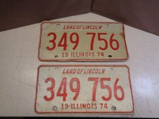 1974 Pair IL License Plates