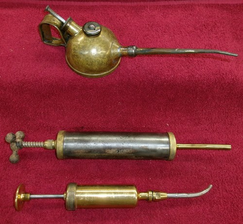 Vintage oil can brass oiler - oil,