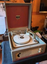 Vintage 1950s Dansette Major British Portable Record Player Red Cream N856