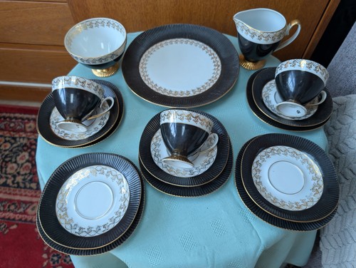 Chodziez poland tea set - chodziez, black