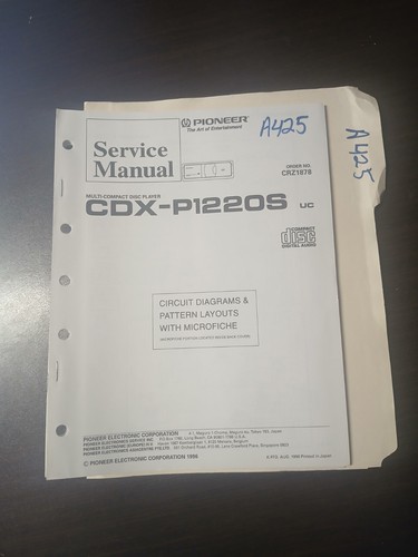 Pioneer cdx p1220s service - pioneer,