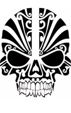 5” Tribal Skull, Harley Davidson Motorbike, Car Vinyl Sticker decal