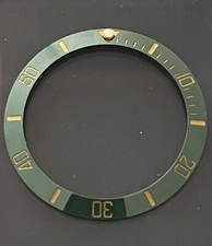 GREEN & GOLD CERAMIC SLOPED BEZEL RING INSERT 38mm/30.6mm Seiko Mods SKX007 RLX