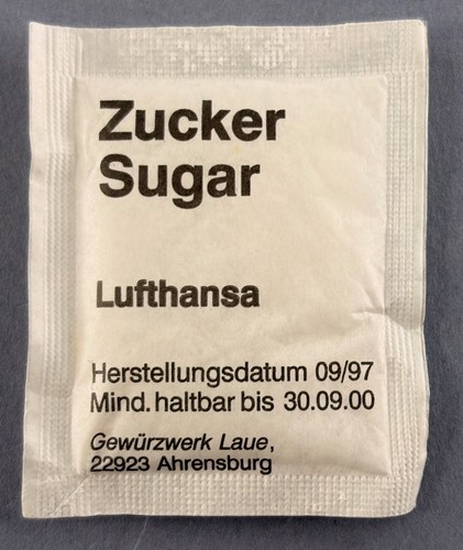 Lufthansa airline sugar packet - sugar,