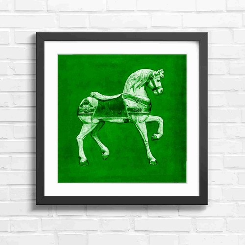 Vintage white carousel horse - white,