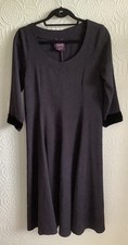 Out Of Xile England Aubergine Purple Winter Dress Velvet Trim Size 2 UK 10/12