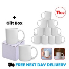 Sublimation Mugs Blank 11oz White Coffee Cups Large Handle With Free Gift Boxes