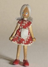 7” 1970s Vintage Traditional Polish Wooden Peg, Folk Art Doll.