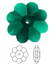 1 SWAROVSKI DAISY MARGUERITE LOCHROSE FLOWER SPACER BEAD 3700, EMERALD, 8 MM