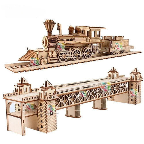 Wooden puzzle airship model - wooden,
