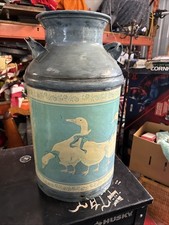 American Stainless Steel Milk Churn With Ducks On 