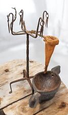 Antique Iron Opium Water Drinking Stand With Wooden Kharal Original Old Fine Rar