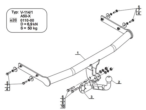 Swan tow bar for polo - for,