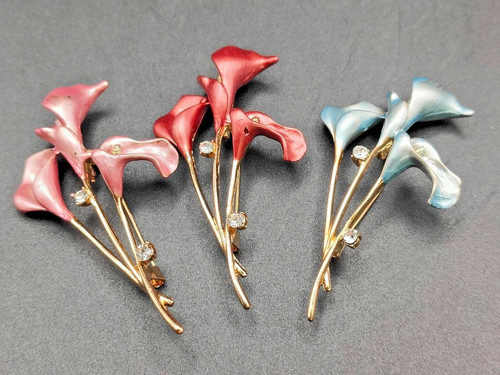Orchid flower brooch - flower, pearl