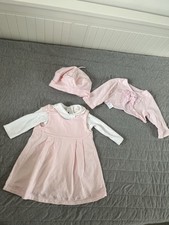 Emile Et Rose Baby Girl Dress 0-3 Months Bolero Hat And Vest Set Pink Pinafore