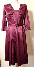 Ladies 1950s 40s Burgundy Style Dress Rockabilly Rock n Roll 40s re-enactment