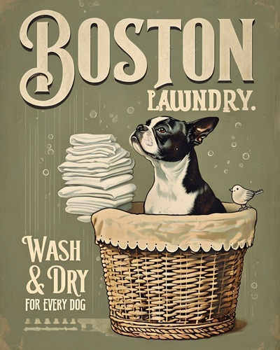 Boston terrier laundry metal - boston,
