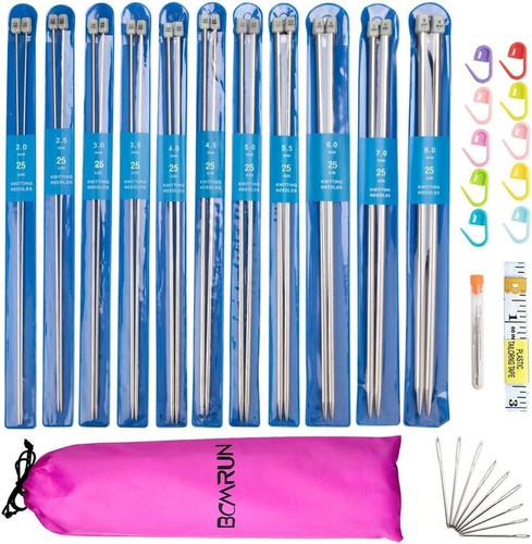 22pcs metal knitting needles - metal,