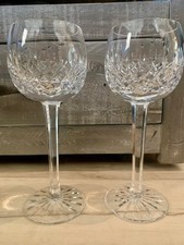 Beautiful Vintage Waterford Lismore Hock Balloon Wine Glasses 7-3/8, Set of Two