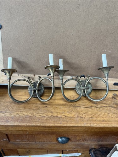 Two antique hunting horn wall - antique,