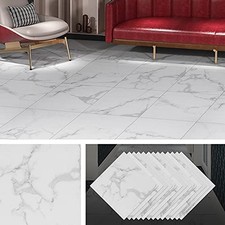16pcs Self Adhesive Floor Tiles Grey White Vinyl Flooring Marble Look