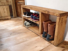 Rustic Handmade Wooden Shoe / Wellie Bench Storage