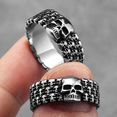 Multi skull band ring men - band, men's