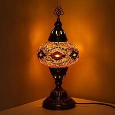 Turkish Moroccan Handmade Mosaic Bedside Table Desk Lamp Light Large Globe