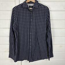 HACKETT Shirt Mens Size Medium Blue Check Plaid Slim Fit Country Cotton Casual 